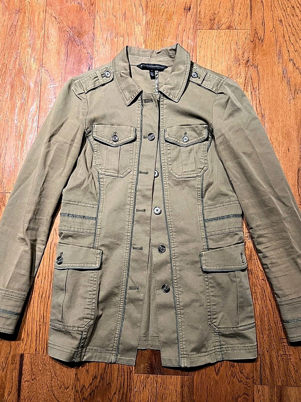 White House Black Market Utility Jacket Green Size 4